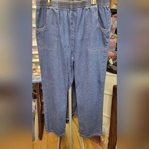Rebecca Malone Petite PXL Elastic 34" Waist 28" Inseam Blue Denim Jeans